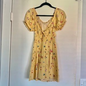 Yellow Floral Cute Summer Dree